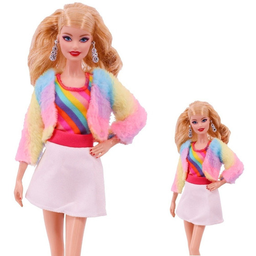 Casaco De Pele Luxo Para Boneca Barbie Fr Dg Roupa 11